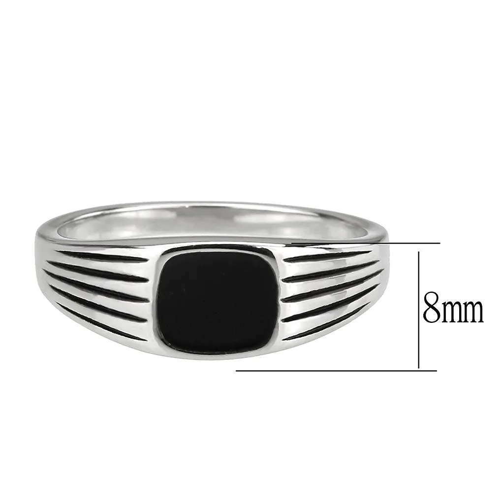 High polished (no plating) Stainless Steel Ring with Epoxy in Jet for Women Style TK3772