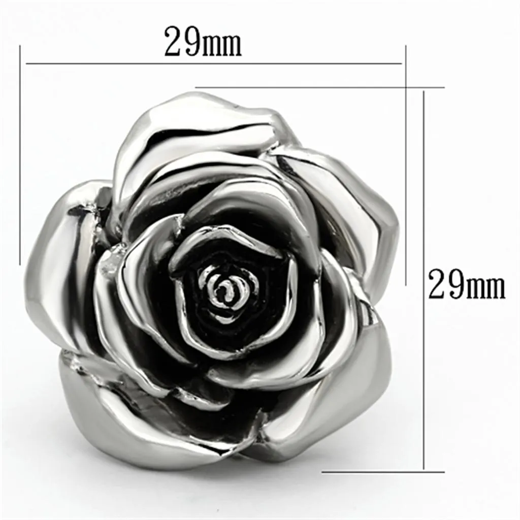 High polished (no plating) Stainless Steel Ring with Epoxy in Jet for Women Style TK923