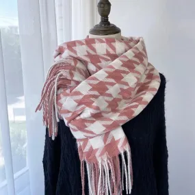 Houndstooth Scarf Tassel Thickened Shawl