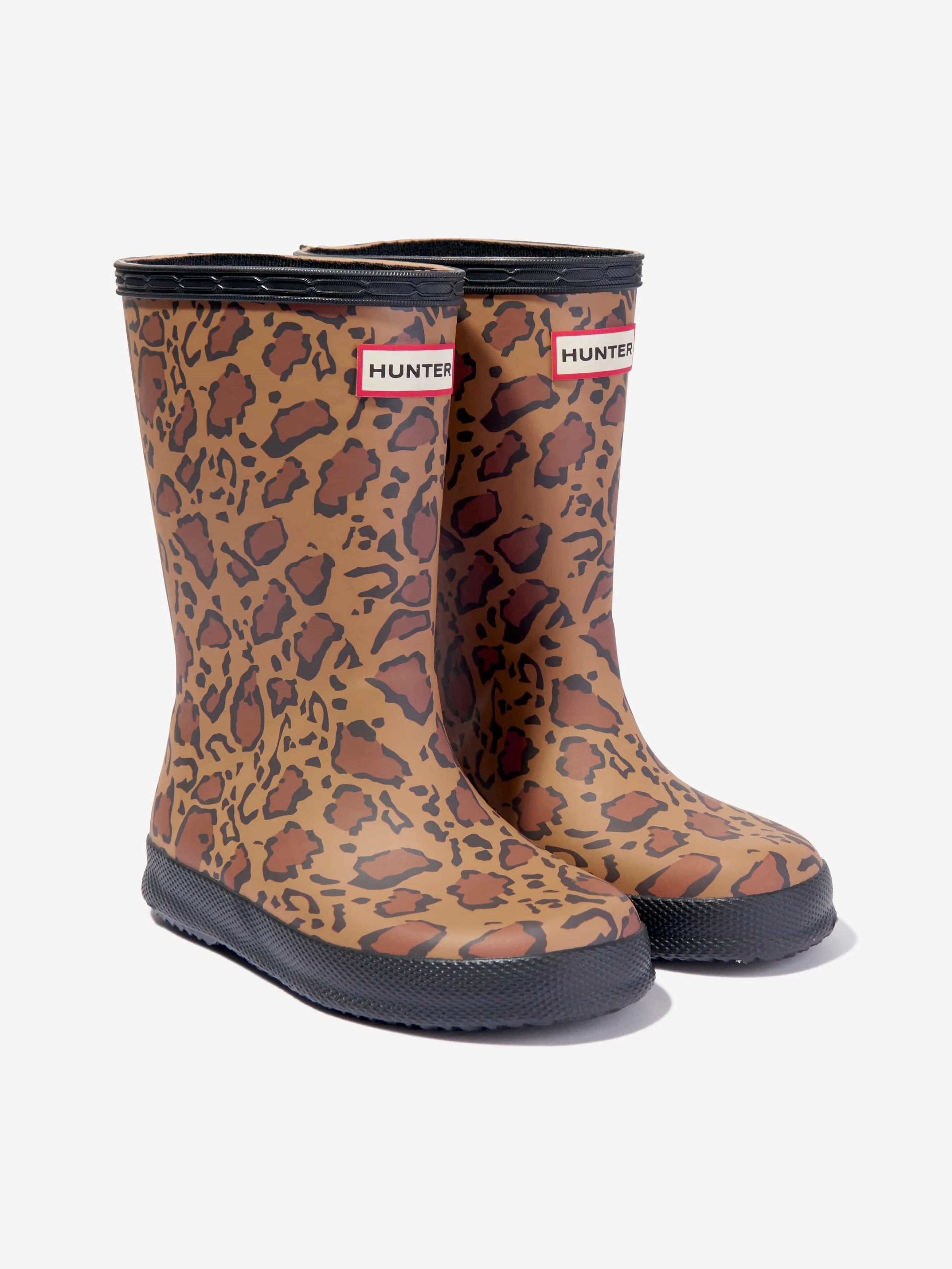 Hunter Girls Original First Classic Leopard Boots in Beige