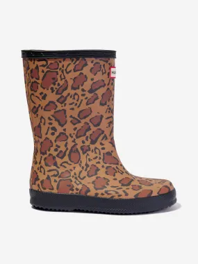 Hunter Girls Original First Classic Leopard Boots in Beige