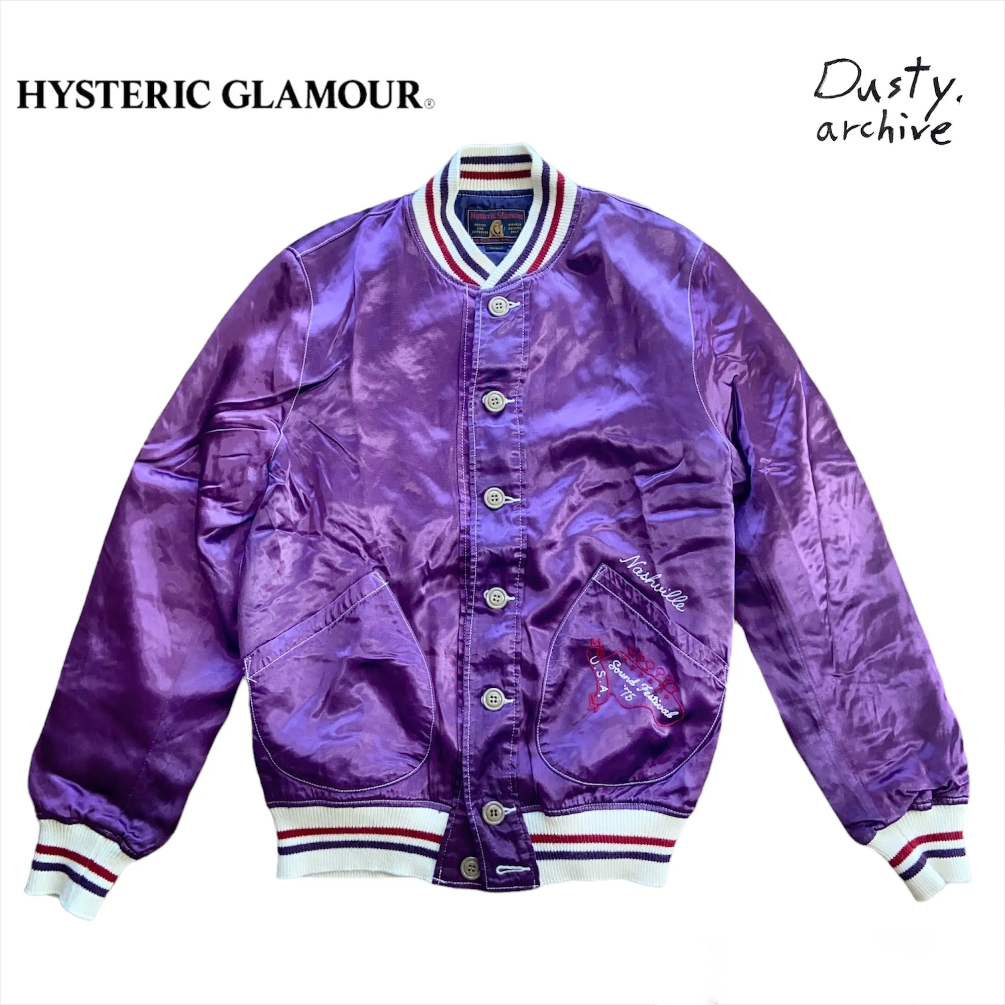 Hysteric glamour ‘75 super fuzz rayon varsity bomber jacket M