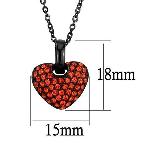 IP Black(Ion Plating) Stainless Steel Chain Pendant with Top Grade Crystal in Orange for Women Style TK2791