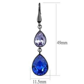 IP Light Black (IP Gun) Stainless Steel Earrings with Top Grade Crystal in Multi Color for Women Multi Color Stone Color Style TK2706