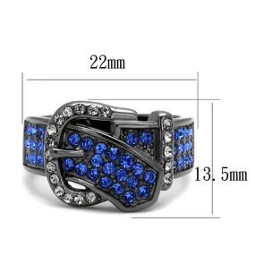 IP Light Black (IP Gun) Stainless Steel Ring with Top Grade Crystal in Multi Color for Women Style TK2995