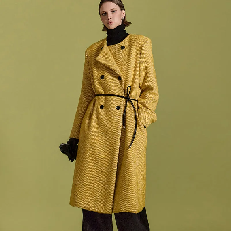 J2555 Herringbone Coat With Belt