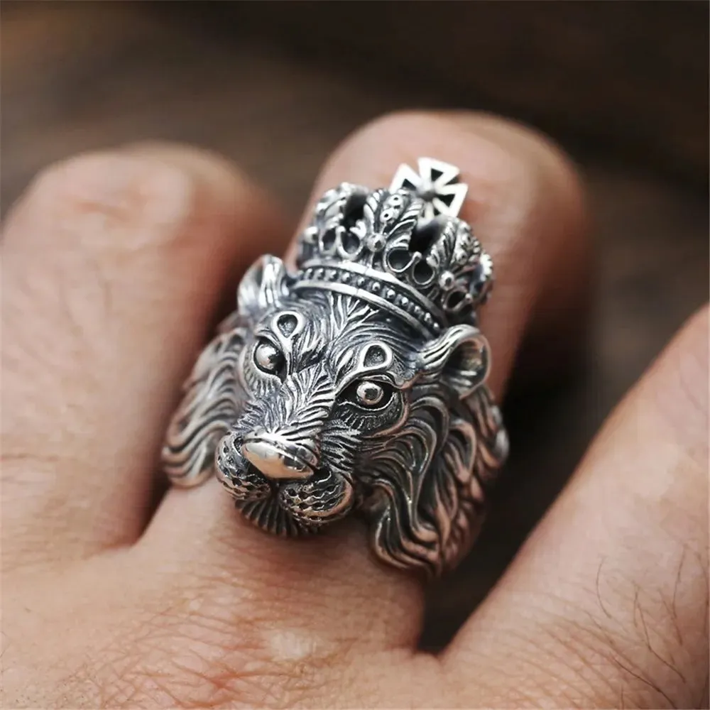 Japanese Red Face Prajnapara Dark Black Made Old Ring, Ring, Ghost Mask Street Boys Punk Fashion Opening Hand Jewelry