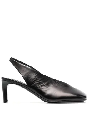 JIL SANDER Elegant Leather Slingback Pumps with Square Toe, 75mm