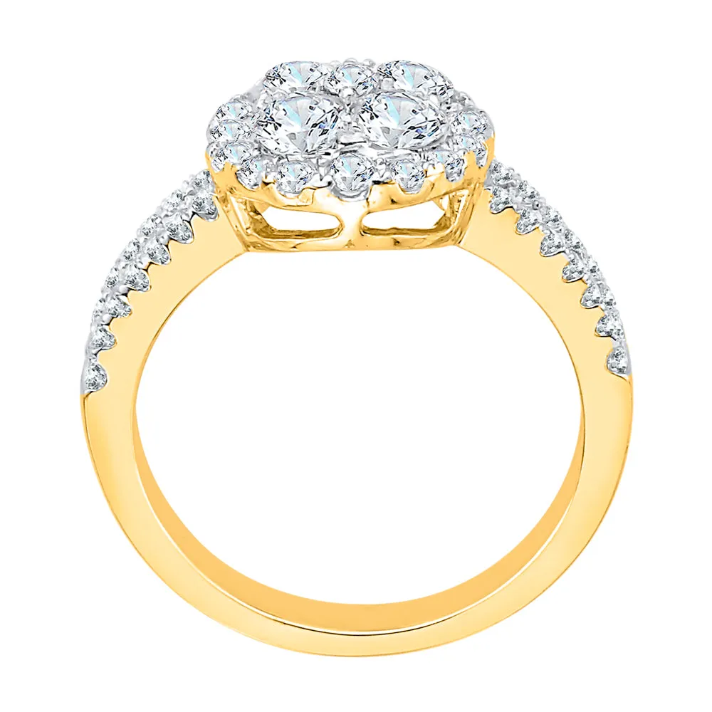 KATARINA Diamond Cluster Halo Split Shank Fashion Ring (1 3/8 cttw, J-K, SI2-I1)