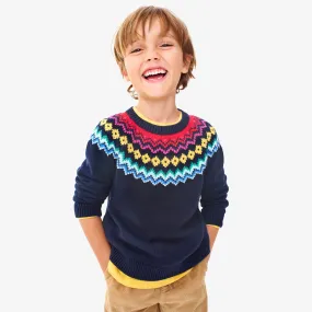 Kids rainbow fair isle sweater