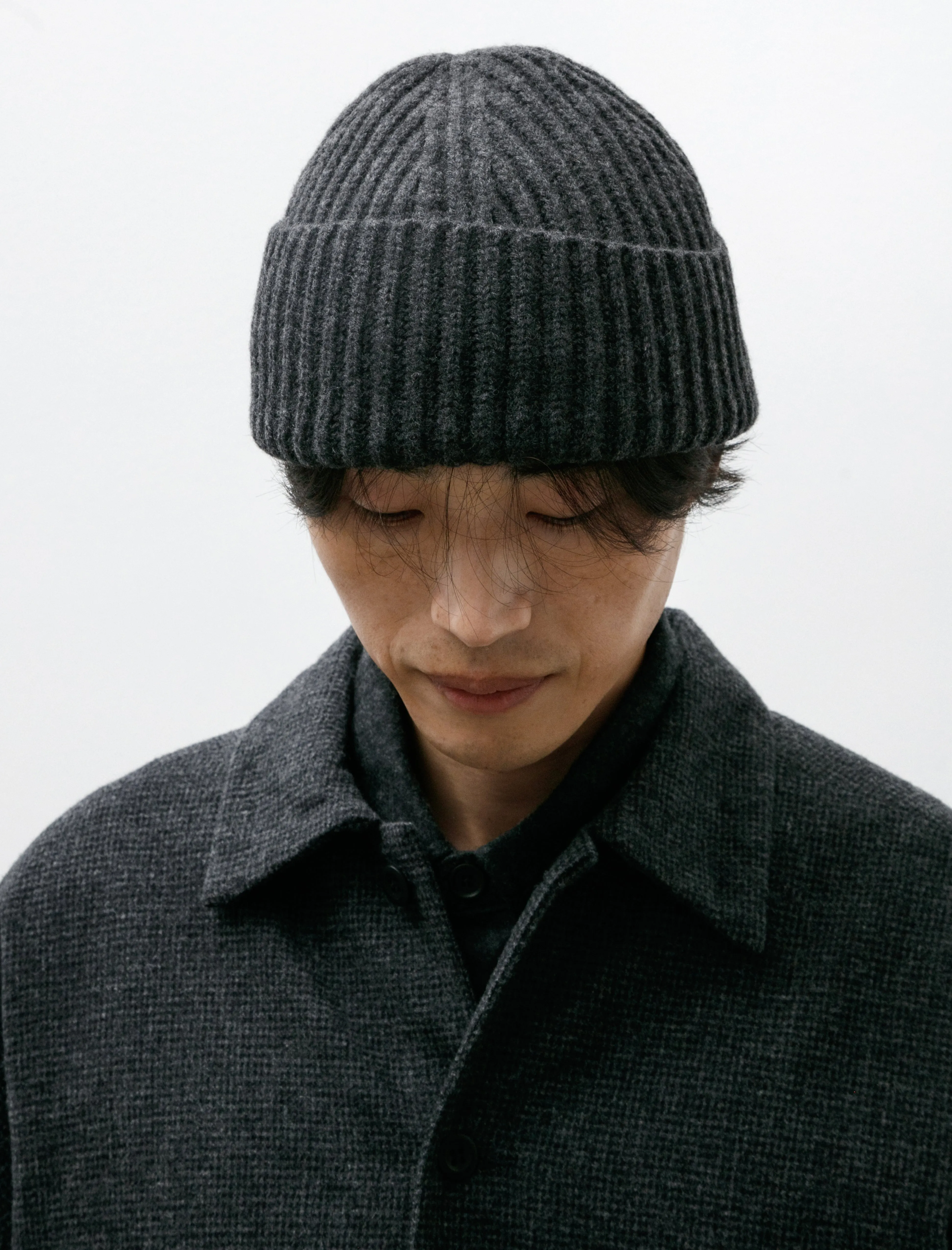 Knit Hat Cashmere Lambswool Charcoal