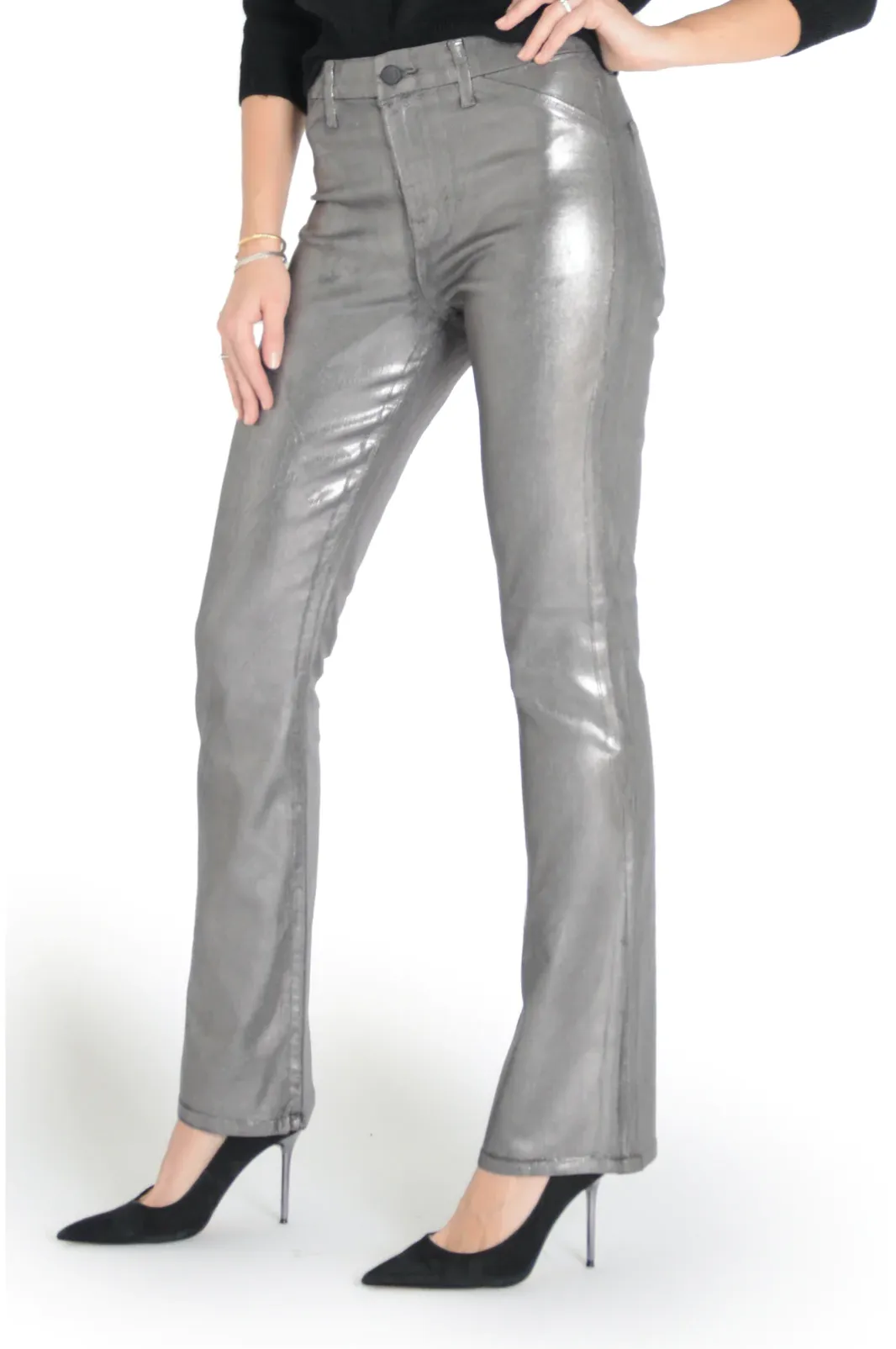 KORA BOOTCUT IN GUNMETAL FOIL