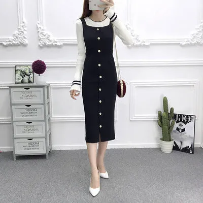 Korean Slim Look Strap Splitted Sleeveless Cami Dress Mid-Length Dress