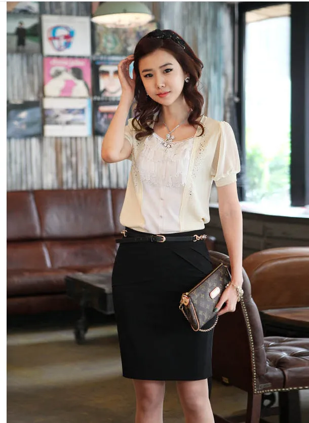 Korean Slim Look Women Suits Hip Flattering Skirt