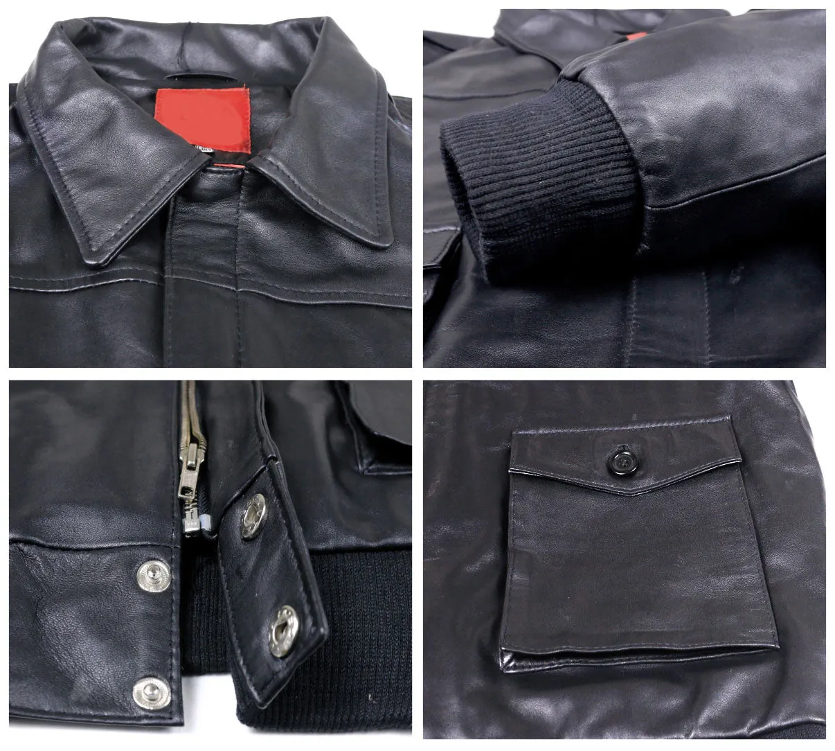 Leather Jackets Hub Mens Genuine Lambskin Leather Jacket (Black, Flight Jacket) - 1501066