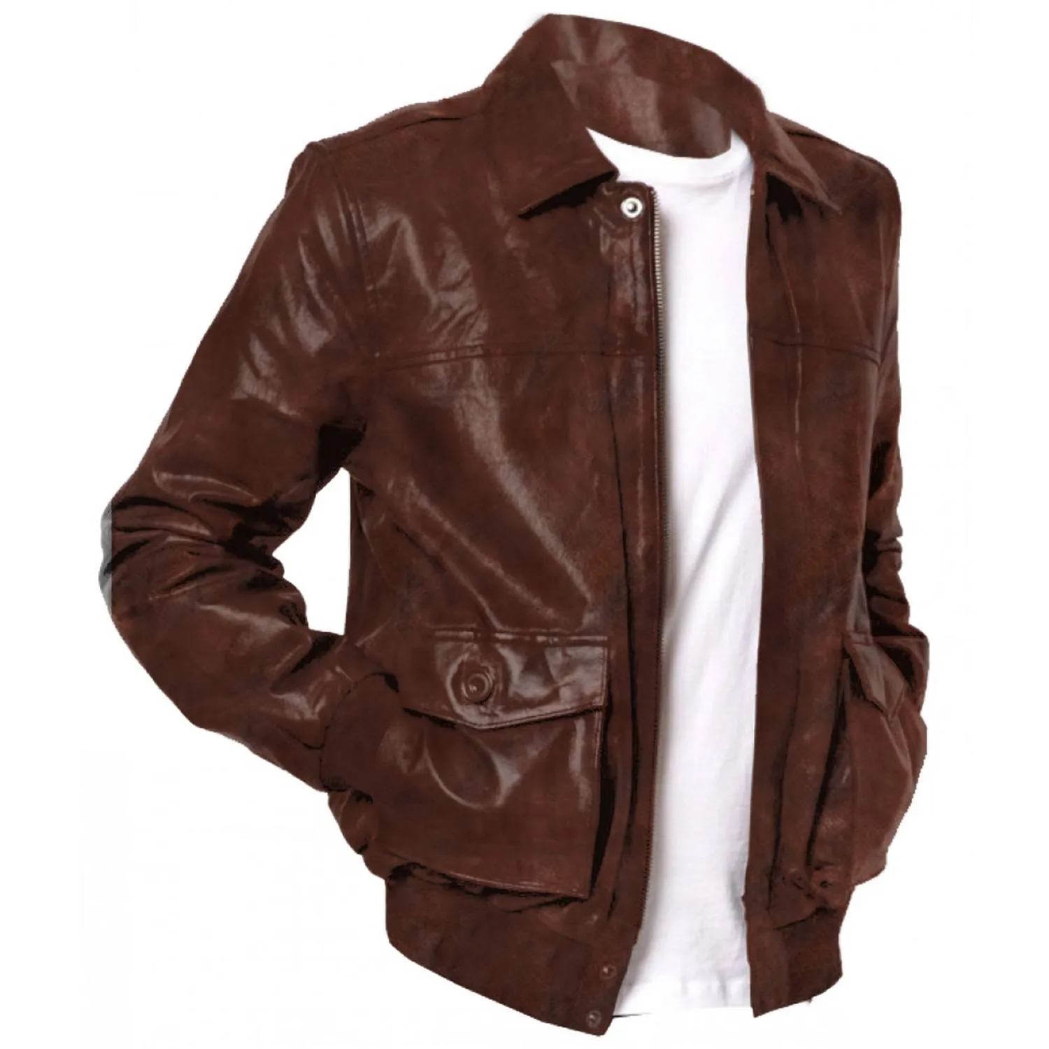 Leather Jackets Hub Mens Genuine Lambskin Leather Jacket (Black, Flight Jacket) - 1501066