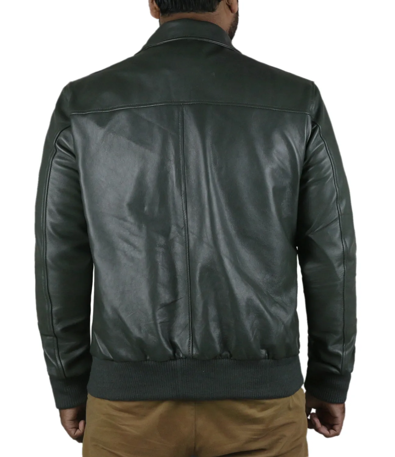 Leather Jackets Hub Mens Genuine Lambskin Leather Jacket (Black, Flight Jacket) - 1501066