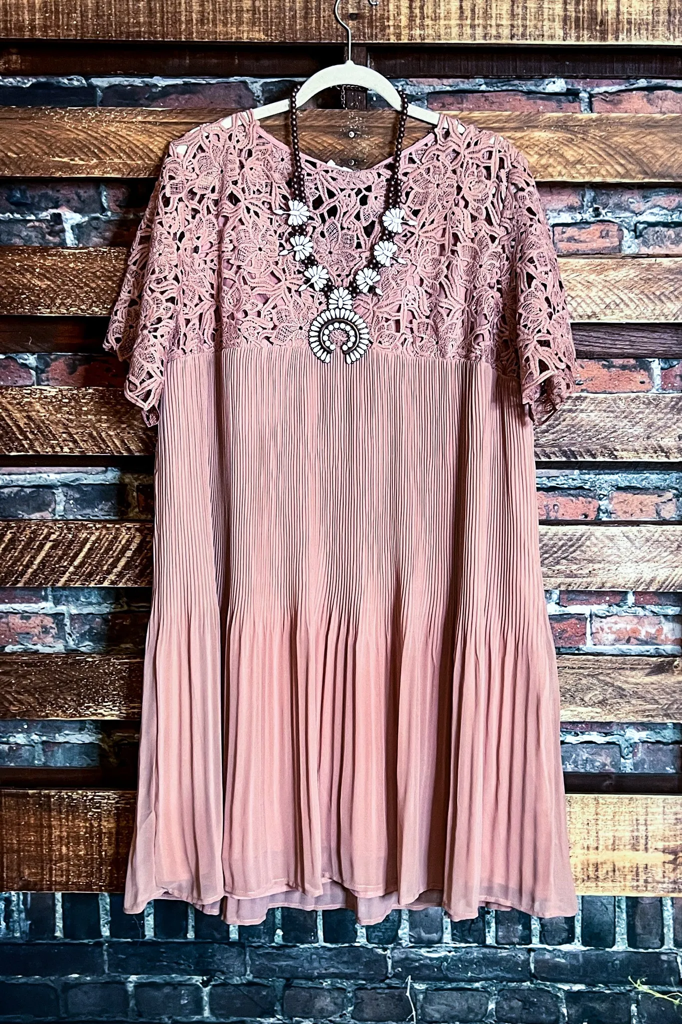 LIFETIME CELEBRATIONS MAUVE PLEATED DRESS