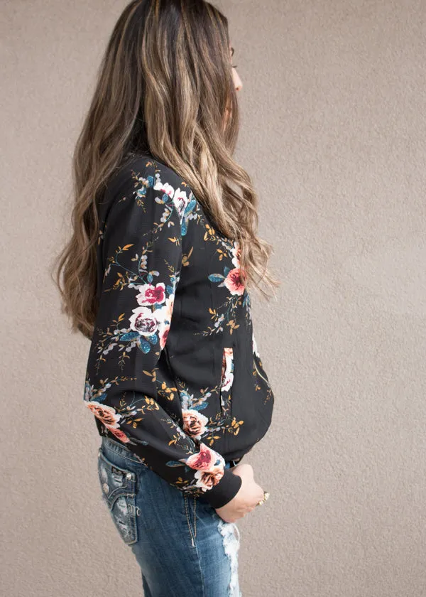 Lightweight Floral Bomber Jacket