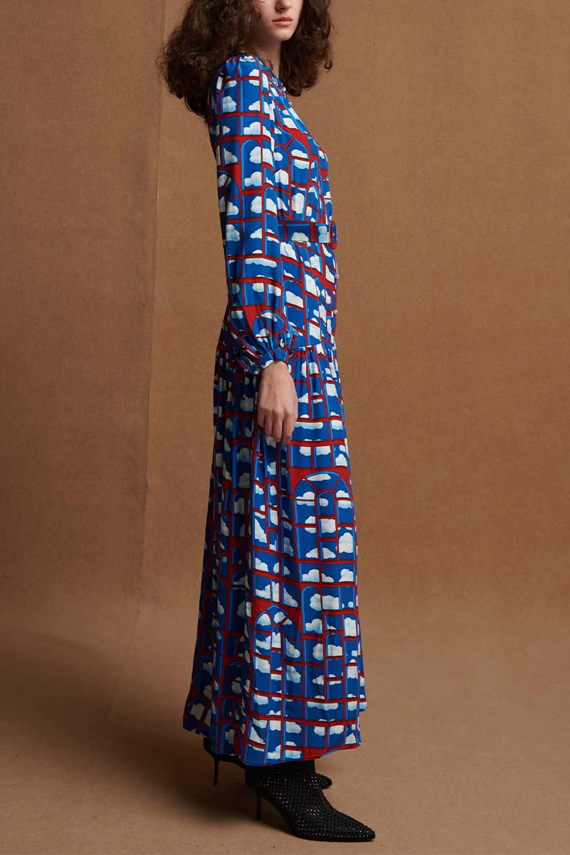 LONG DRESS "DAYDREAM" RED/BLUE