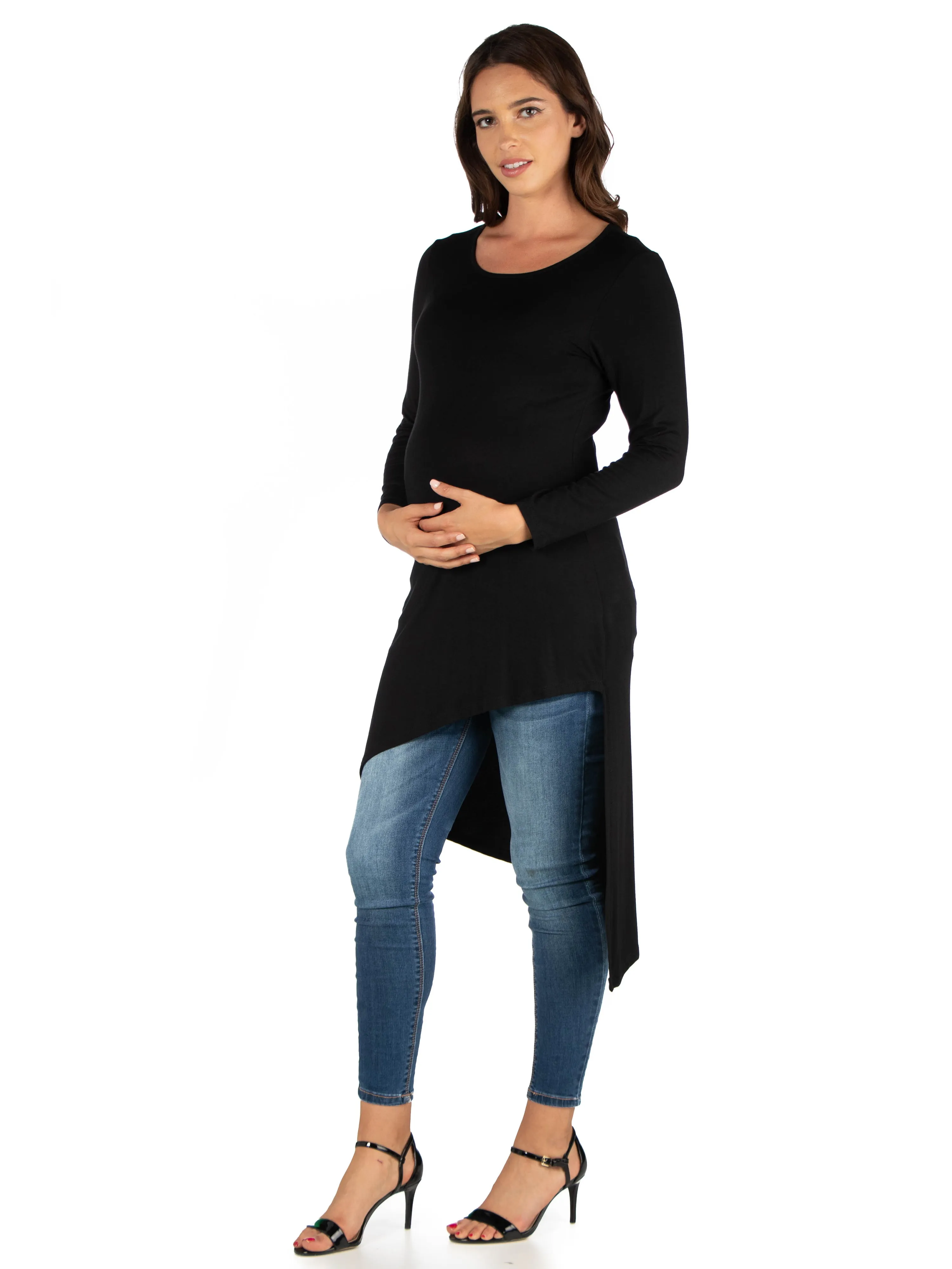 Long Sleeve  Asymmetrical Maternity Tunic Top