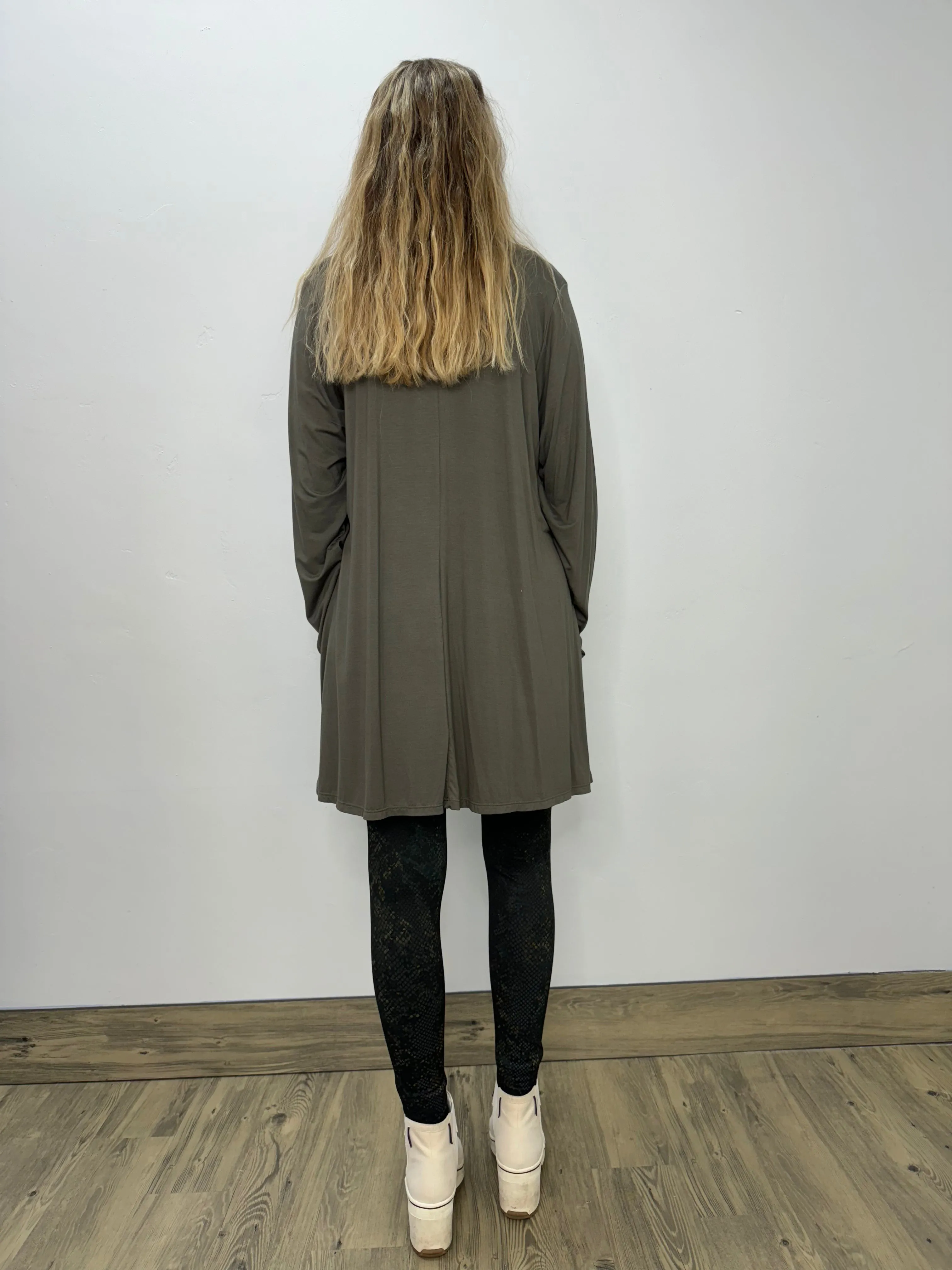 Long Sleeve Basic A-Line Tunic - Gun Metal