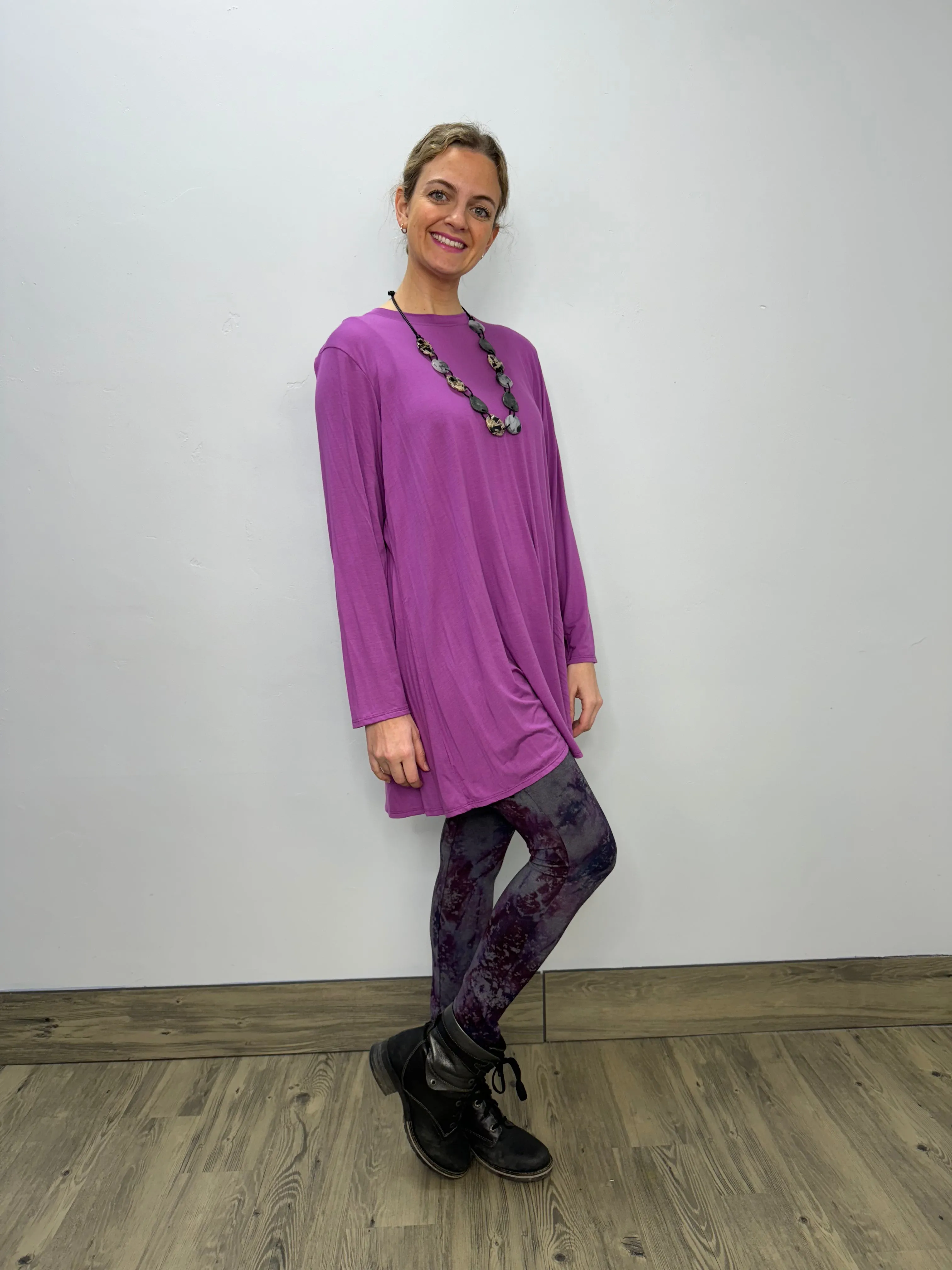 Long Sleeve Basic A-Line Tunic - Orchid