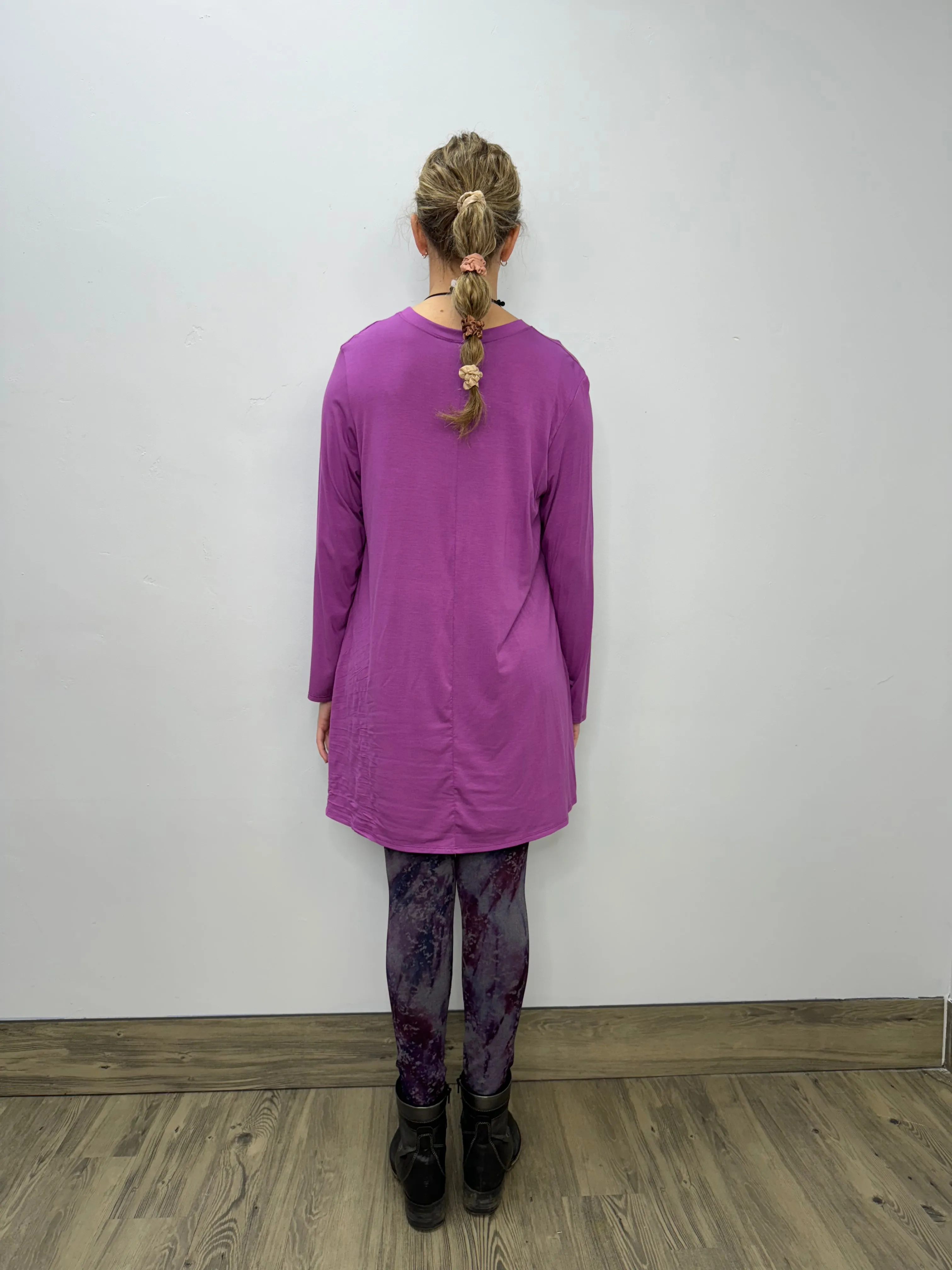 Long Sleeve Basic A-Line Tunic - Orchid