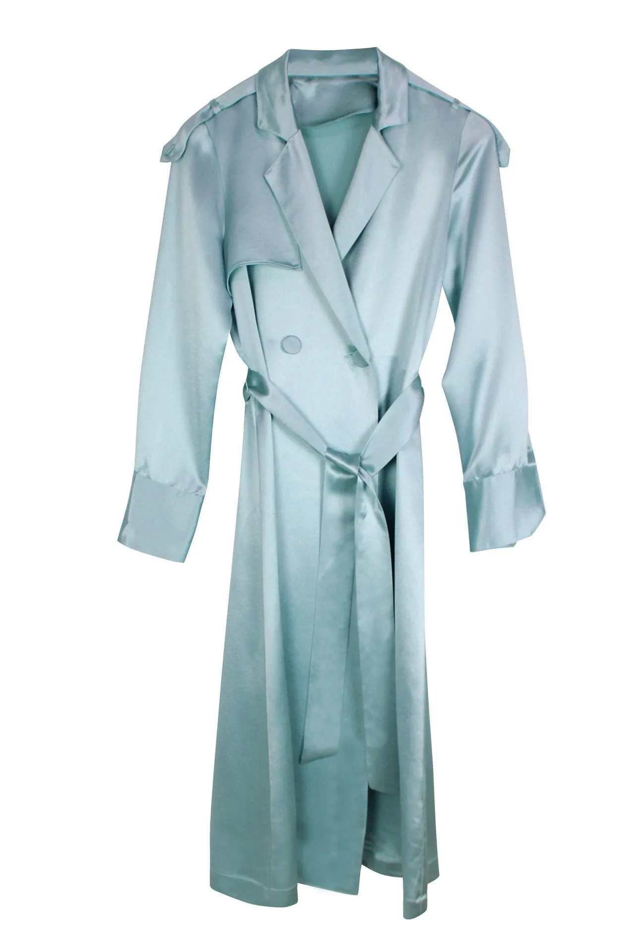 Long sleeves satin jacket In Aqua