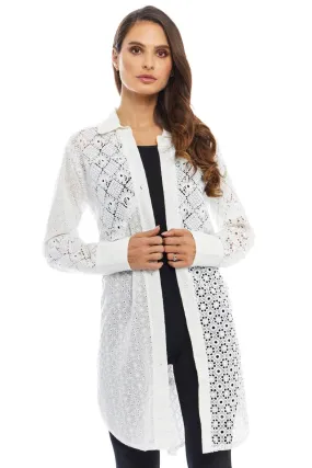 Long White Lace Duster Blouse Tunic