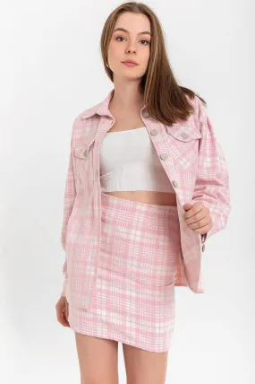 Lumberjack Striped Short Mini Skirt - Pink