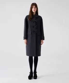 Machka Bow Shirt Collar Coat Anthracite