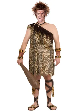 Macho Cave Man Leopard Print Mens Plus Size Costume