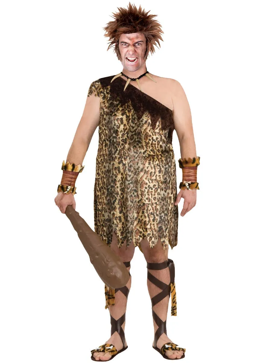 Macho Cave Man Leopard Print Mens Plus Size Costume