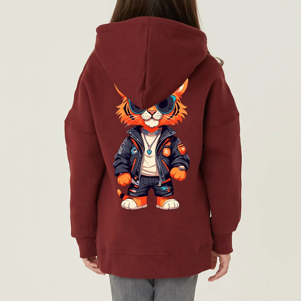 Made in Korea (for men and women) Hip Tiger Special Fleece-Lined Kids Hoodie