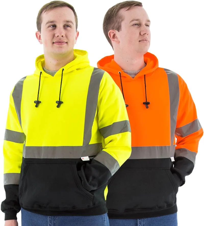 Majestic 75-5327 Hi-Vis Hooded Pullover Sweatshirt ANSI 3