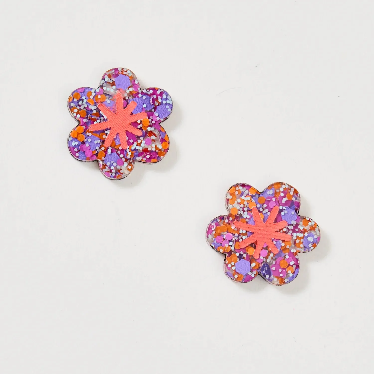 Martha Jean Aster Stud Earrings - Purple Orange