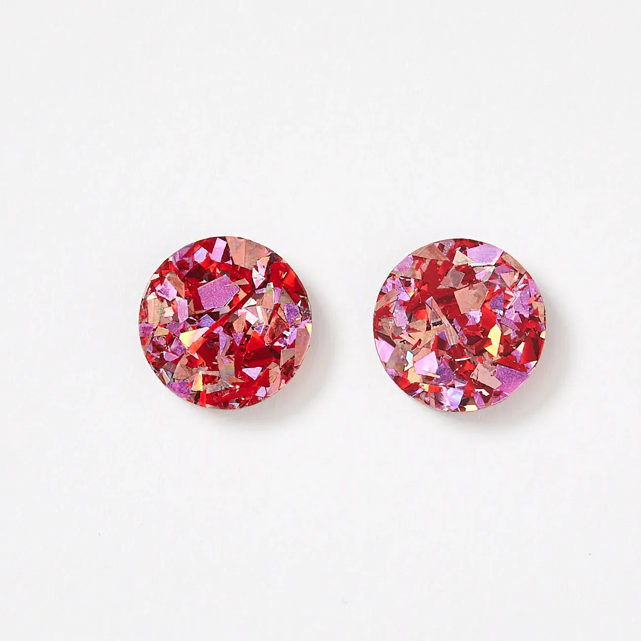 Martha Jean Circle Stud Earrings - Cherry