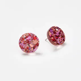 Martha Jean Circle Stud Earrings - Cherry