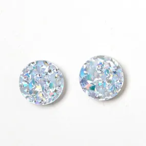 Martha Jean Circle Stud Earrings - Silver/Iridescent