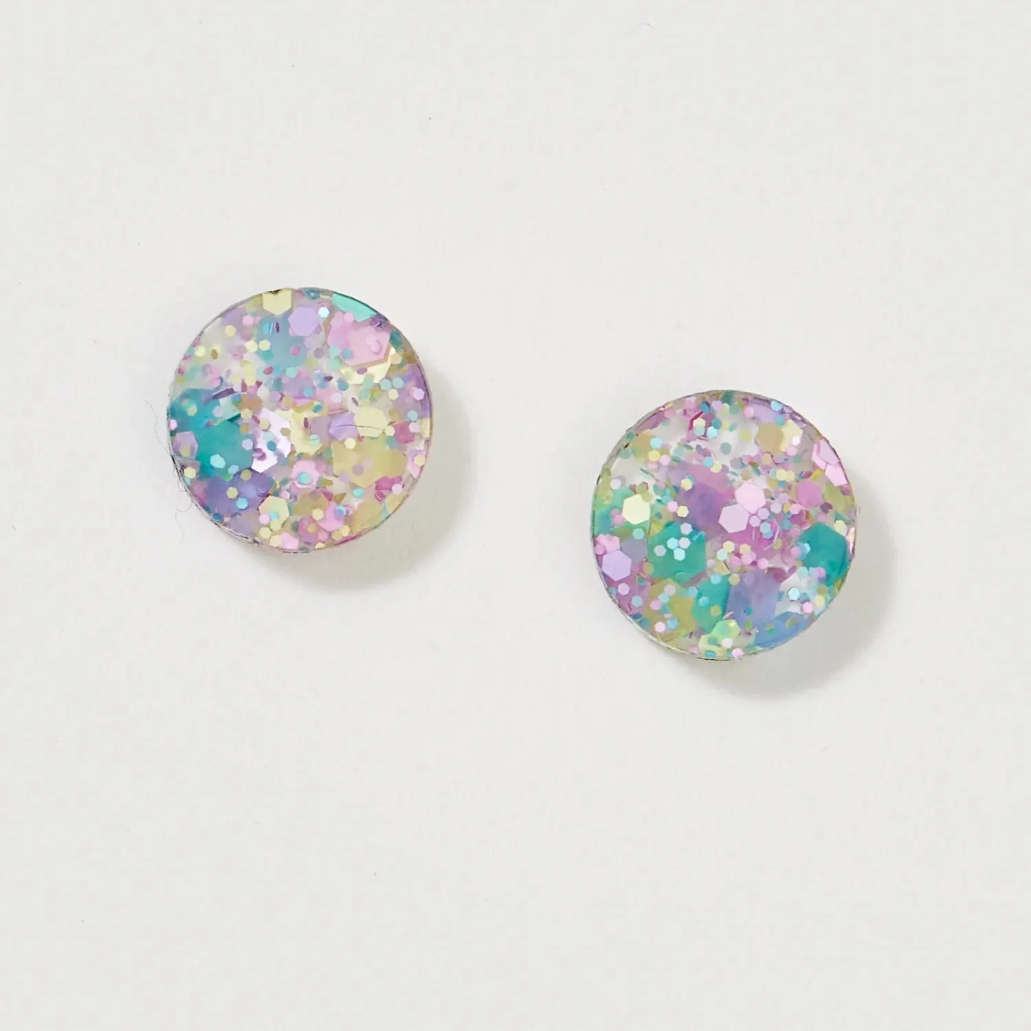 Martha Jean Mini Circle Stud Earrings - Blue Mermaid