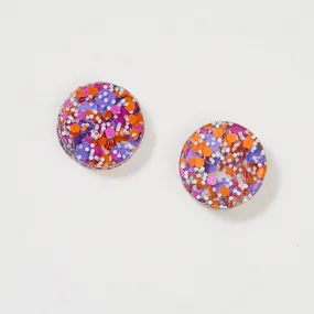 Martha Jean Mini Circle Stud Earrings - Purple Orange