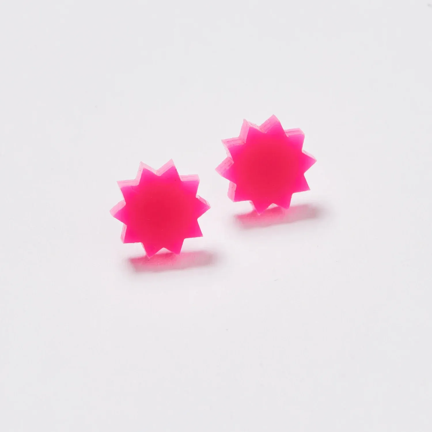 Martha Jean Star Stud Earrings - Hot Pink