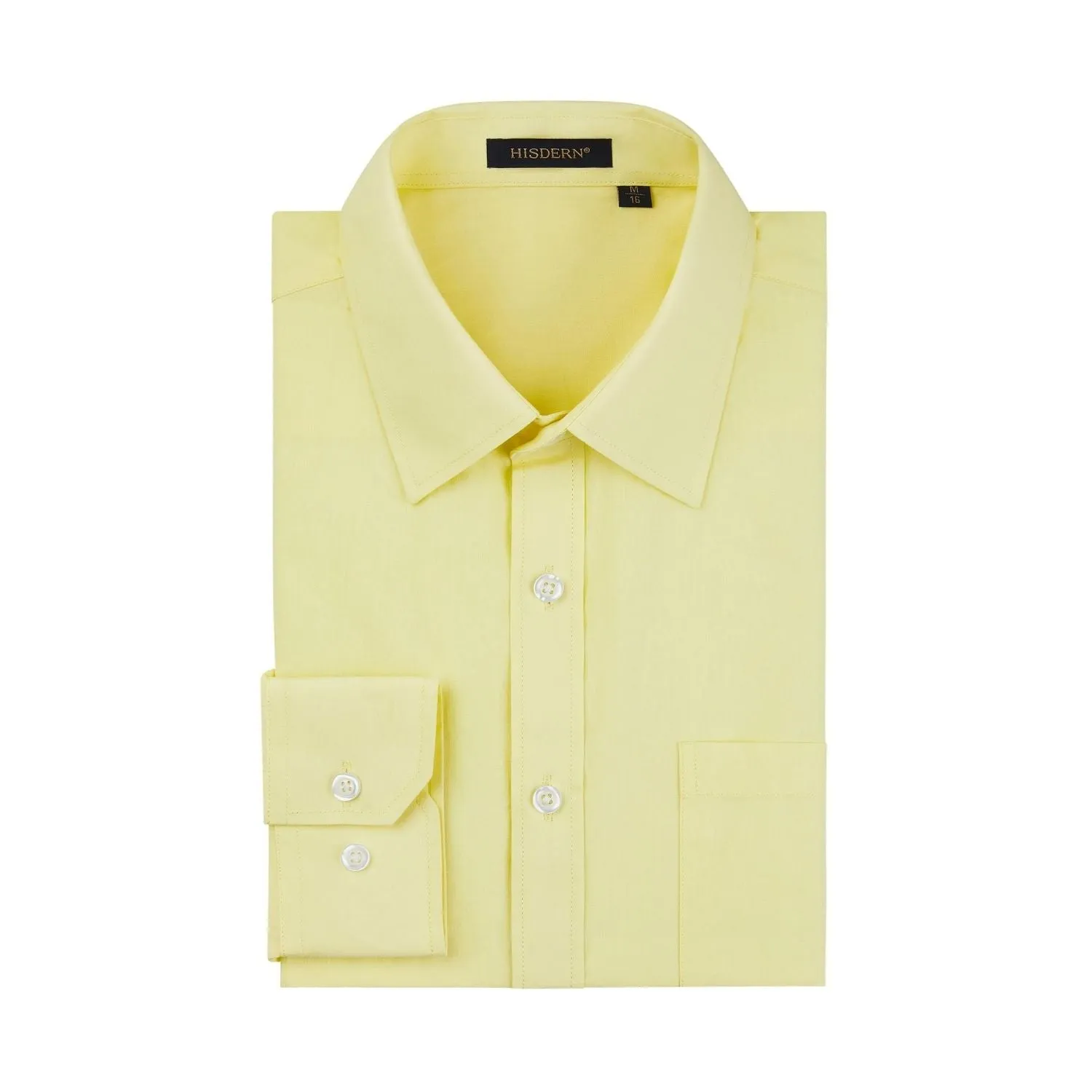 Men's Dress Shirt with Pocket - Y-LIGHT YELLOW