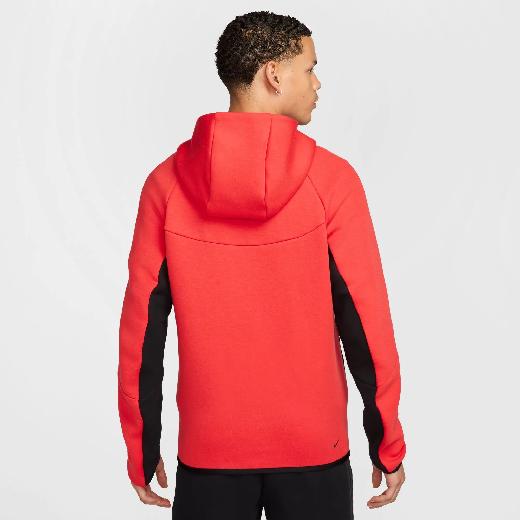 MENS NIKE TECH FLEECE FULL-ZIP WINDRUNNER WARMUP (LT CRIMSON/BLACK)