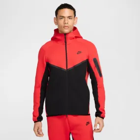 MENS NIKE TECH FLEECE FULL-ZIP WINDRUNNER WARMUP (LT CRIMSON/BLACK)