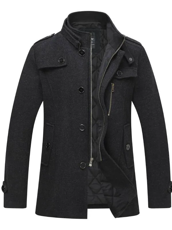 Men's Wool Blend Pea Coat Winter Jackets