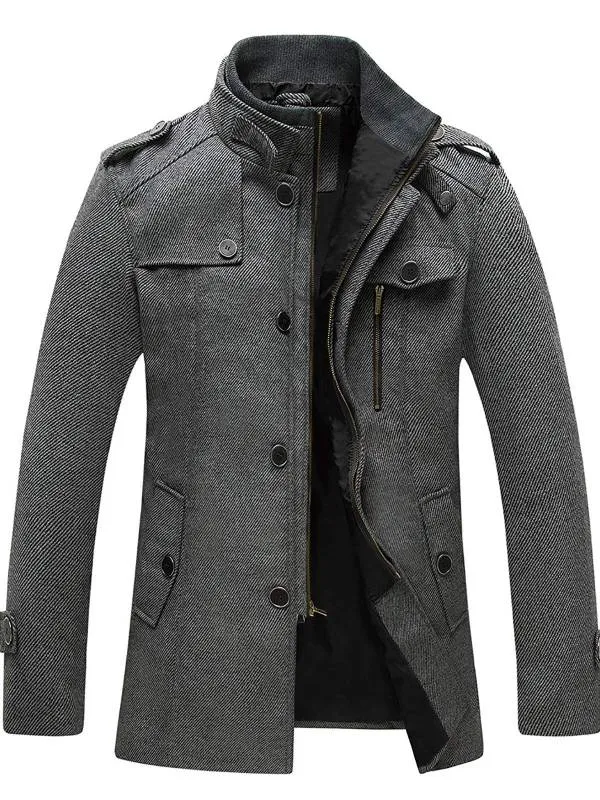 Men's Wool Blend Pea Coat Winter Jackets