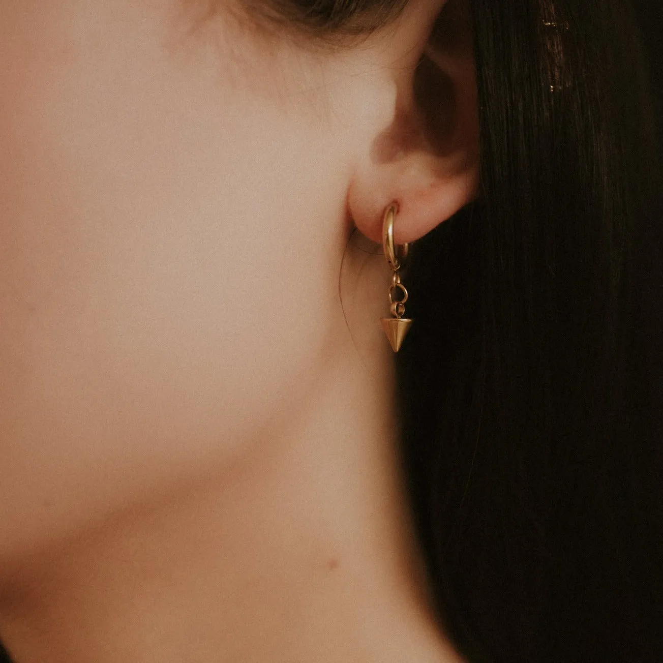 Mercy Gold Spike Hoop Earrings