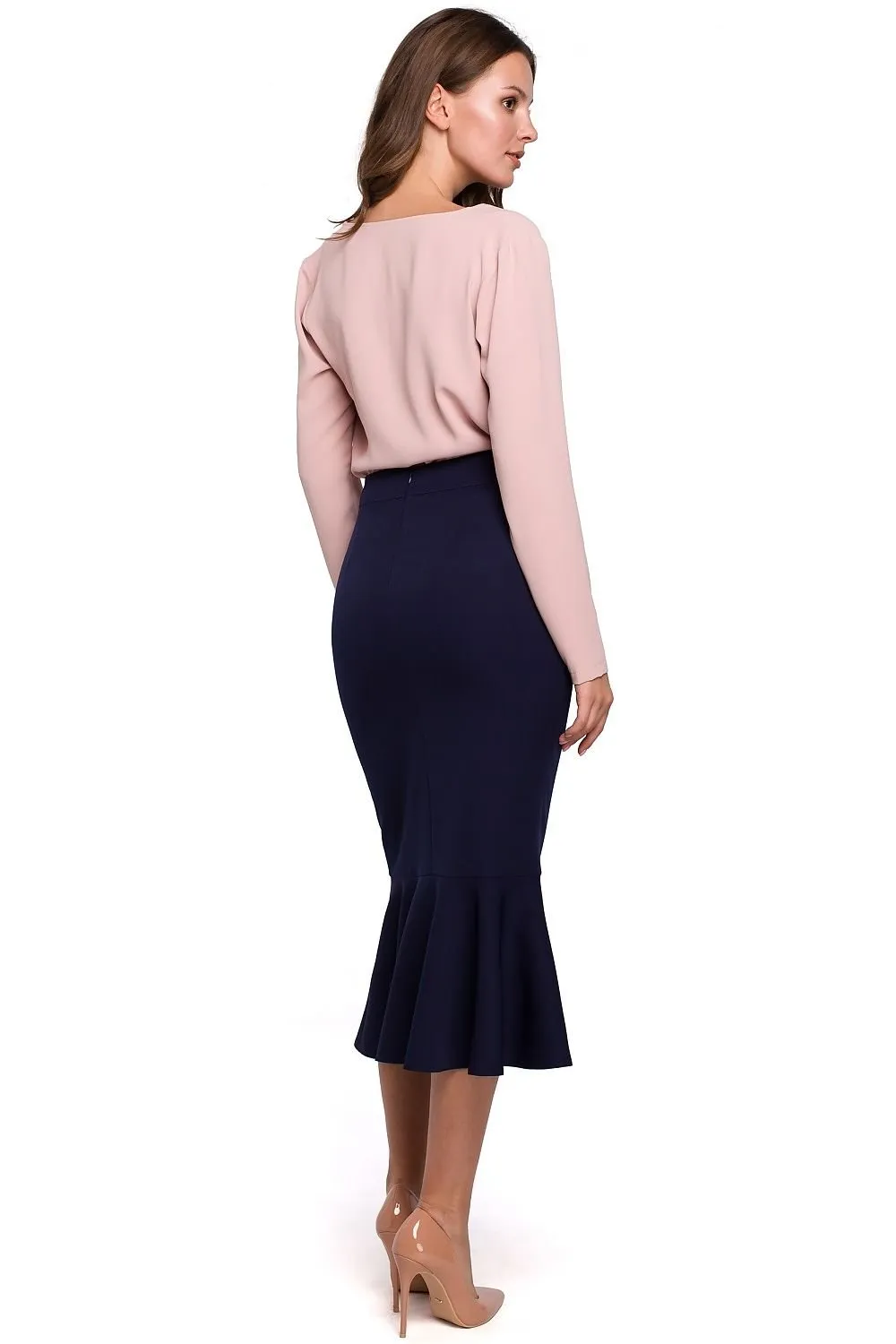 Mid length unlined pencil skirt